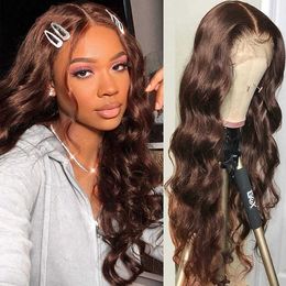 Wig women's medium brown large Wavy long curly hair chemical fiber wig head cover 230818
