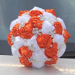 Decorative Flowers Factory Wholesale Customised 5 Piece/lot Bridal Wedding Bouquets Handmade Artificial Bridesmaids W224-4