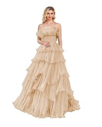 Long Sweety Tiered Ruffles Formal Evening Dresses Prom Party Gowns Split Star Tulle Lace-up Ball Gown Plus Size E01