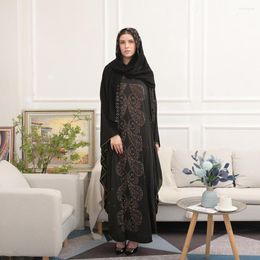 Ethnic Clothing Muslin Abaya Loose Bat Long Sleeves Dubai Islam Turkish Chiffon Diamond Pattern Women's Gown Headband Robe Arab