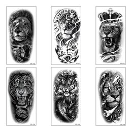 Temporary Tattoos Wholesale 30 PiecesLot Waterproof Sticker Black Totem Tiger Lion Wolf Skull Cool Sexy Makeup Body Art for Arm 2308017