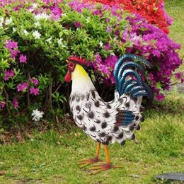 Garden Decorations Rooster Statue Metal Figurine Weatherproof Chicken Sculpture For Yard Decor Animal Ornaments Home