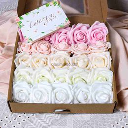 Decorative Flowers Wreaths Artificial Flower Head Bouquet Silk Rose For Wedding Home New Year Decoration DIY Garland Scrapbook Gift Box Craft HKD230818