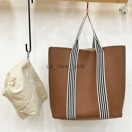 Totes Vintage Tote Bags For Women Luxury Designer Handbags And Purse 2023 New In PU Striped Two Size With Inner Pocket Bucket Shoulder HKD230818