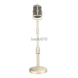 Microphones Vintage Desktop Microphone Prop Model With Adjustable Height Classic Retro Style Microphone Stand Fake Mic Prop HKD230818