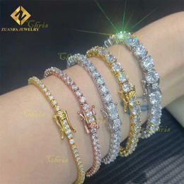 Zuanfa Fine Jewellery Necklaces 3/4/5mm Aaaaa Cz Tennis Chain 925 Sterling Silver Bracelet Necklace