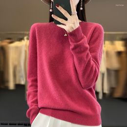Women's Sweaters Pure Wool Sweater O-Neck Knitted Pullover Cashmere Long Sleeve Underlay Korean Fit Fashion Top
