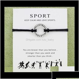 Charm Bracelets Drop Delivery 2021 Sier Tone Circle Volleyball Bangles Women Girls Wristband Adjustable Friendship Infinity Wish Jewel Dhexo