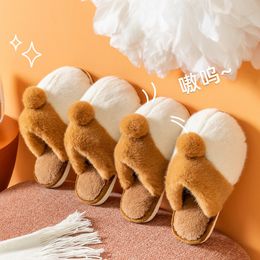 Slippers Corgi Plush Fur Eva Winter Soft Women slippers Sandals Slides Home Cotton Shoes Indoor Flat Cosy Cute House Men Slippers 230817