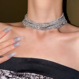 ECED OUT OUT Pendant Multi -Layer -Choker übertrieben Diamond Halskette cool