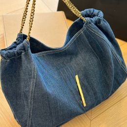 Large Capacity Tote Bag Women Shopping Bags Lady Handbag Gold Hardware Letter Accessories Internal Zipper Pocket Shoulder Pouch Denim Canvas High Quality