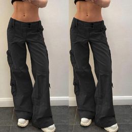 Women's Pants Baggy Cargo Trousers For Womens Parachute Y2K Casual Low Waisted Wide Leg Jogger Loose