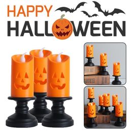 Other Event Party Supplies Halloween Candle Light LED Candlestick Lamp Ornaments Props Happy Pumpkin Colourful Decoration 230818