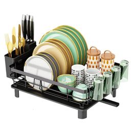 Food Storage Organization Sets Dish Drying Rack Kitchen Utensils Drainer With Drain basket Countertop Dinnerware Organizer Tools 230817
