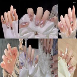 False Nails 24pcs/box Fairy Temperament Shiny Diamond Manicure Wearable Nail Patch The Finished Product Is Detachable And Reusable