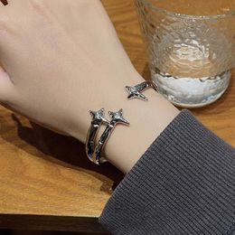 Bangle Exquisite Temperament Punk Cross Star Bangles Opening Cool Irregular Korean Bracelet For Women Men Couple Fashion Jewellery Gift