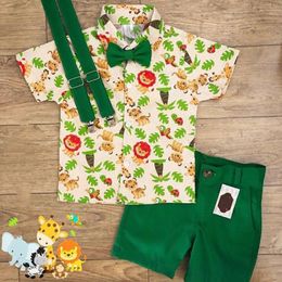 Clothing Sets 2Pcs Toddler Kids Baby Boy Gentleman Formal Suit Lions Tee Shirt Short Pants Costume Children Xmas 230818