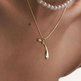 Pendant Necklaces Simple Design Copper Glossy Necklace Women Irregular Clavicle Chain Fashion Neck Vintage Jewelry Gifts