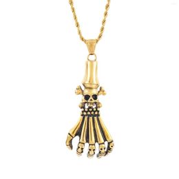 Pendant Necklaces Gold Color Ghost Hand Necklace Men Stainless Steel Punk Jewelry