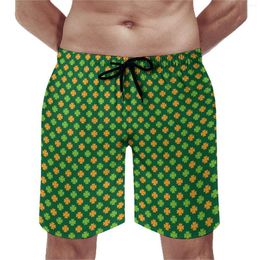 Men's Shorts Board St Patricks Day Casual Swim Trunks Shamrock Print Male Quick Dry Sports Fitness High Quality Plus Size Beach