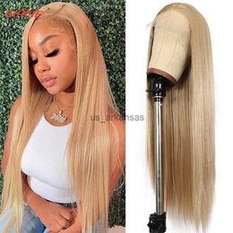 Synthetic Wigs Honey Blonde Wig Cosplay Synthethic Straight Heat Temperature Fiber Long Wig For Woman #27 Cheap Ash Blonde Fake Hair For Party HKD230818