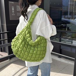 Evening Bags Girl Casual Large Capacity Tote Shoulder Designer Ruched Handbag Luxury Nylon Quilted Padded Crossbody Bag Female Big Purse