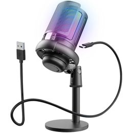 Microphones Gaming USB Microphone Recording Streaming Podcast Condenser Mic with Shock Mount Gain Control Touch-Mute key RGB For Laptop PC HKD230818