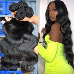 Body Wave Bundles Human Hair Brazilian Weaving Natural Black 3 4 Bundles Deal Virgin Hair 30 Inch Raw Hair Extensions