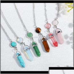 Pendant Necklaces Natural Gemstone Pendants Necklace Opal Rose Quartz Healing Crystals Jewellery For Women Girls Svlw6 Hfjlx Drop Delive Dhf2M