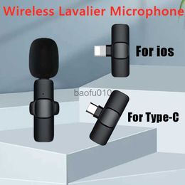 Microphones For iPhone 14 13/Type-C Mobile Phone Wireless Lavalier Microphone Portable Audio Video Recording Mini Mic Mike Live Game Teach HKD230818