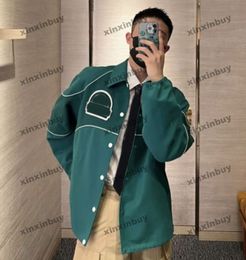 xinxinbuy Men designer Coat Jacket Panelled label patch pocket long sleeve women gray Black green khaki XS-L