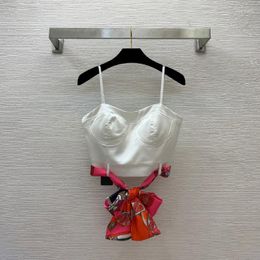 Women's T Shirts 2023 Shiny Silk Forged Fabric Bottom Scarf Ribbon Decorative Strap Bra Vest Top Graphic Women Clothing Tops