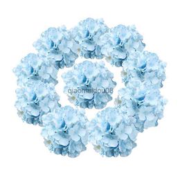 Decorative Flowers Wreaths 5pcs Blue Hydrangea Artificial Flowers Peony Bouquet Silk Ball Luxury Bouquet Fake Flower Wedding Home Table Decoration HKD230818