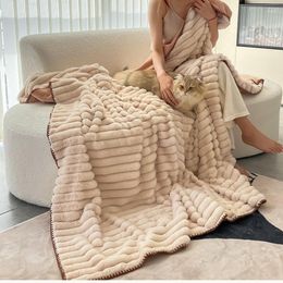 Blankets Plush Soft Warm Raschel Synthetic Hair Throw Blanket Thick Luxury For Drop Girl Gift Winter Couch Cover Bed Sofa