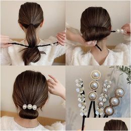 Hair Accessories Fashion Head Band Ball French Twist Magic Diy Tool Bun Maker Sweet Dish Made Pearl Headwear Drop Delivery Products Dhjqf