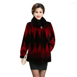 Women's Fur Winter Thick Coat Female Middle-aged And Elderly Mink Velvet Temperament Loose Large Size Fashion Mother Dress