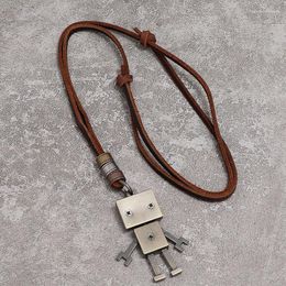 Pendant Necklaces Punk Retro Leather Robot Necklace For Men Women Long Sweater Chain Hip Hop Jewelry Female Male Party Gift Wholesale