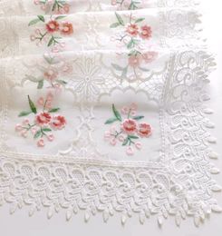 Table Runner Flower Embroider Table Runner Luxury Table Runner White Lace Decoration Accessory Party Wedding Decoration Table Art 230818