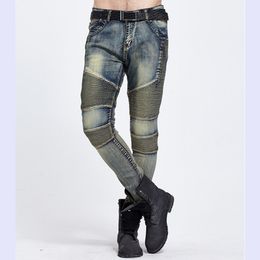 Mens Jeans Fashion Cotton Denim Men Ripped Pencil Pleated Trousers Zipper Gray Street Hip Pop Skinny Male Biker Pants Pocket 230817