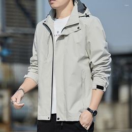 Мужская куртка с капюшоном для мужчин 2023 Весна повседневная ветряная буря молодое открытое тонкое пальто