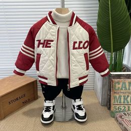 Jackor Autumn Winter Boy Children Cool Plus Velvet Thicken Jacket Baby Cotton BaseballCasual Tops Kid Fashion Warm Pockets Coat 230817