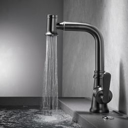Bathroom Sink Faucets Pull Out T Basin Faucet Brass Fauce Mixer Tap Grey Wash Lavotory Rotation