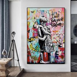 Banksy Art Canvas Painting Inspired Artwork Graffiti Street Pop Posters And Prints for Home Boys Bedroom Bar Decor No Frame Wo6