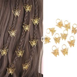 10pcs Gold Color Metal Butterfly Braid Dread Dreadlock Hair Rings for Women Hair Cuffs Headwear Hairclip DIY Jewelry Accessories