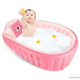 Bathing Tubs Seats Inflatable Baby Bathtub Chair Cute Bear Infant Bathing Seat Tubs Non Slip Swimming Pool Portable Foldable Shower Basin R230818