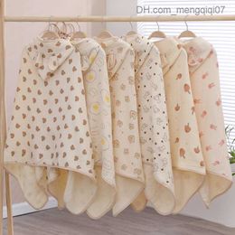 Towels Robes Four layer pure cotton Gauze baby bath towel Chilren bathroom hooded towel with ear baby health dress towel swimming blanket Z230819