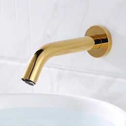 Bathroom Sink Faucets Wall Mount Black Smart Sensor Basin Faucet Automatic Induction Control EU Plug 220V Voltage