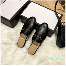 Designer Women Summer Lace Velvet Slippers Mules Loafers Genuine Leather Flats With Buckle Bees Snake Pattern