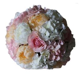 Decorative Flowers 35cm 5pcs/lot Hanging Table Centrepieces Flower Ball Silk Rose Wedding Kissing Decoration TONGFENG