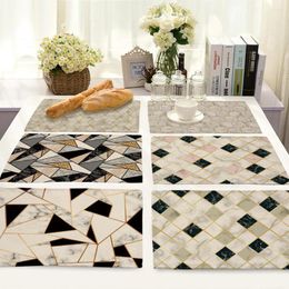 Table Runner 1Pcs Colorful Geometric Printed Kitchen Placemat Dining Mat Cotton Linen Pads Cup Mats 42 32cm Home Decor ML0001